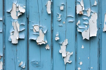 Poster - Rustic weathered blue painted wooden wall with peeling paint texture for backgrounds : Generative AI