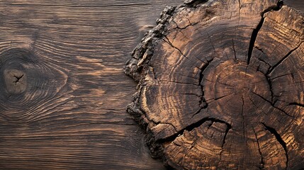 Poster - Rustic Wooden Surface with Tree Rings and Natural Texture Closeup : Generative AI