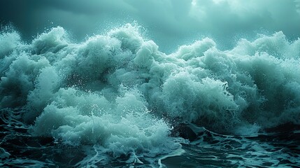 Poster - Powerful Ocean Waves Crashing in a Stormy Sea