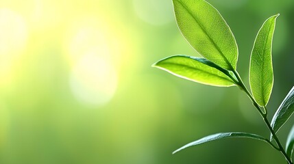 Aufkleber - Closeup of Green Leaf on Vibrant Spring Day with Morning Light : Generative AI