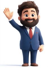 Poster - Cartoon Businessman Waving.