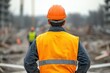 © Tonton54 - Construction worker in safety gear observing site progress, blurred background.