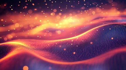 Fototapete - Flowing Waves of Vibrant Colors with Shimmering Starry Accents : Generative AI