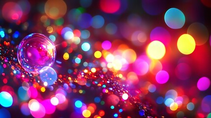 Leinwandbilder - Vibrant Abstract Lights and Multicolored Bokeh with a Surreal Swirling Focus : Generative AI