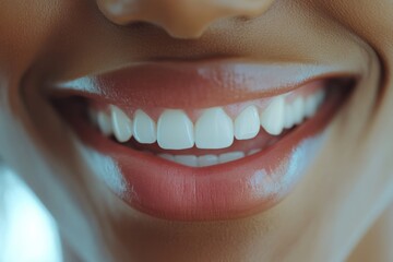 Cheerful Smiling Close-Up of Healthy White Teeth