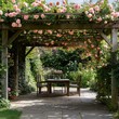 © sok - Garden pergola covered in climbing roses