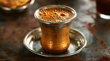 Wall Mural - Close Up of Aromatic Coffee in a Traditional Cup