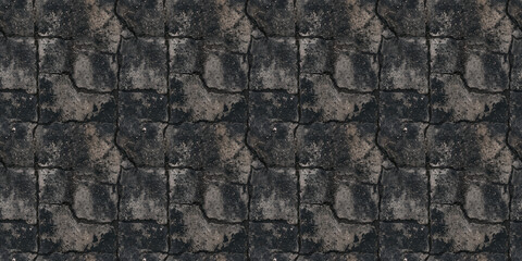 Seamless Pattern Texture Background: A close-up, top-down view of an aged asphalt texture, filling the entire frame