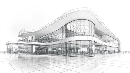 Poster - Modern architectural design featuring a sleek, futuristic building.