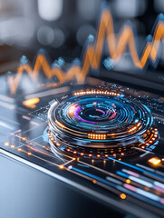 Poster - Enhancing business performance with glowing holographic dashboards a futuristic approach to achieving business goals and metrics visualization