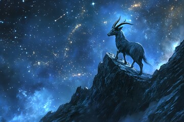 Wall Mural - deer in the mountains at night