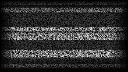 Poster - TV static noise background. Glitch pixelated television screen. Lost or bad TV signal VHS video with black stripes wallpaper. White noise grain. CRT screen with interferences or glitches. Vector