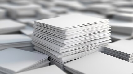 Aufkleber - Stack of blank white cards arranged on a textured surface closeup : Generative AI