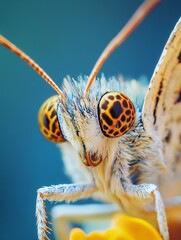 Aufkleber - Detailed Closeup of Butterfly on Flower with Intricate Eye Patterns and Delicate Antennae : Generative AI