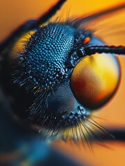 Poster - Extreme closeup of a dragonfly eye showcasing intricate textures and colors in vibrant detail and sharp focus : Generative AI