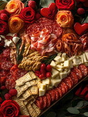 Valentine's themed charcuterie board, food photography