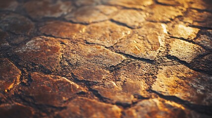 Poster - Closeup of Textured Rustic Cobblestone Pathway with Warm Earthy Tones : Generative AI