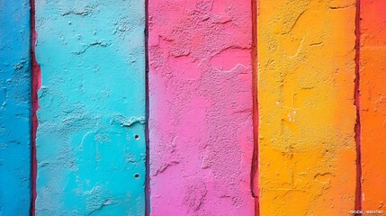 Aufkleber - Colorful Textured Wall with Cracked Paint in Rustic Artistic Style : Generative AI