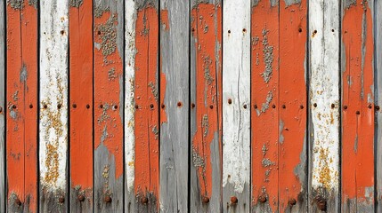 Poster - Weathered Vintage Red and White Striped Rustic Wood Plank Pattern : Generative AI