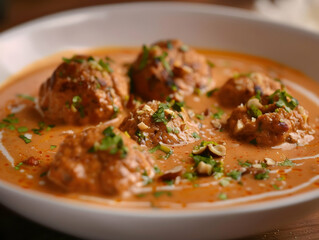 Creamy Meatballs in Rich Sauce - Close-up Food Video