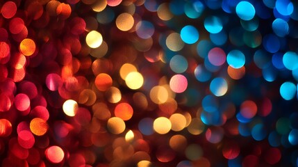 Poster - Vibrant Bokeh Background with Multicolored Lights Creating Joyful Atmosphere : Generative AI