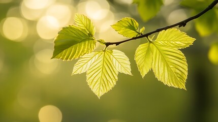 Aufkleber - Green Leaves on Tree with Sunlight Creating a Peaceful Natural Spring Environment : Generative AI