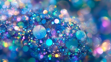 Fototapete - Shimmering Blue and Purple Glitter Bokeh Abstract Background : Generative AI