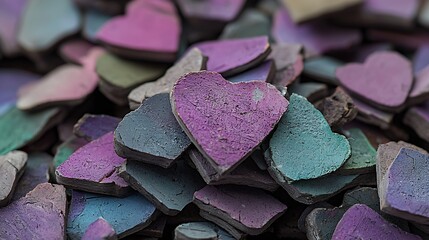 Poster - Rustic Heart Shaped Stones in Warm and Earthy Tones for Creative Decoration Ideas : Generative AI