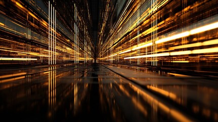 Poster - Futuristic Abstract Technology Background with Fast Light Streaks in Motion : Generative AI
