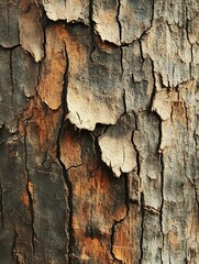 Poster - Weathered Tree Bark Texture in Earthy Tones Demonstrating Natural Patterns and Organic Beauty : Generative AI