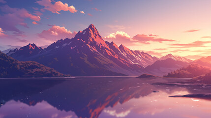 Stunning Sunset Over Mountain Lake - Breathtaking Landscape Photography