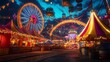 © Jared - Illuminated Ferris Wheel and Carnival Tents at Night