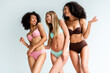 © deagreez - Photo of gorgeous young girls friends posing model have fun cheerful wear lingerie isolated studio background no retouch