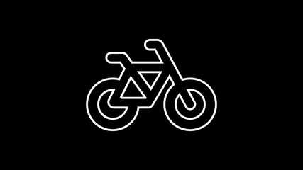 Poster - Bicycle icon flat design animation. Vehicle symbol on black background.