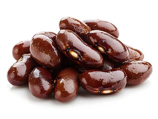 Closeup of Cooked Great Northern Beans on White Background with Soft Lighting