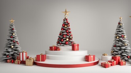 Wall Mural - 3D podium Christmas