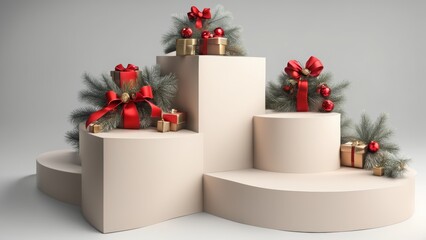 Wall Mural - 3D podium Christmas