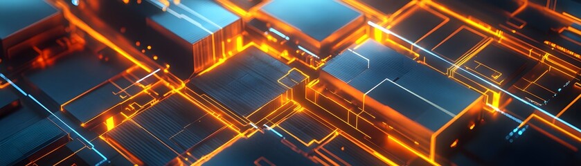 Poster - Abstract digital background with glowing lines and shapes, perfect for technology and innovation themes.
