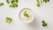 © Graphic Resources - Creamy condiment with garnish in a ramiken