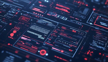 Poster - futuristic interface design featuring glowing elements and data displays, ideal for technology and s