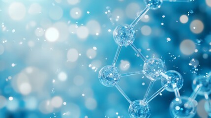 Poster - A close-up view of interconnected glass-like molecules in a blue background, evoking a sense of science and technology.