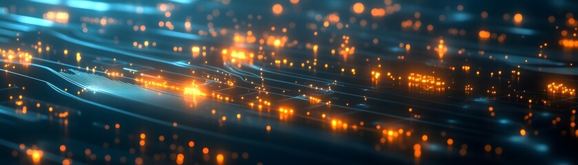 Poster - A captivating abstract background featuring bright lights and flowing lines, ideal for technology or digital themes.