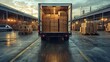© Рудой Максим - A delivery truck filled with boxes prepares to unload at a logistics hub during sunset