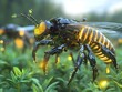 © Siriroj - Robotic Bees Pollinating Modified Crops on Expansive Futuristic Farmland