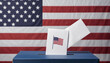 © Sajal.savar - USA Election Concept with Ballot Box and American Flag Symbolizing Voting.