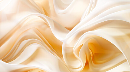 Elegant flow of creamy soft silk waves in warm light