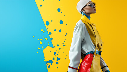 Wall Mural - Presentation fashion design wallpaper with large blank space for text. Generative AI.	