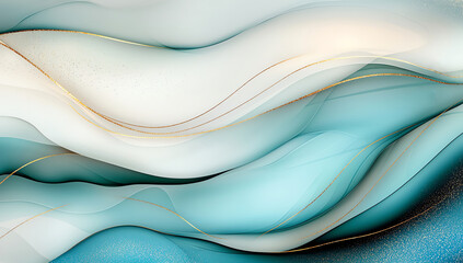 Poster - Elegant abstract background with flowing blue and white wave patterns, perfect for creative design and modern projects.