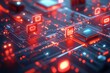 © CahPapat - Abstract 3D illustration of a circuit board with glowing icons representing smart home technology.