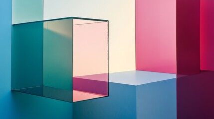 Wall Mural - Smooth Glass Surfaces with Gradient Tones and Studio Lighting
